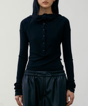 LOW CLASSIC Ripp-Longsleeve mit Kapuze