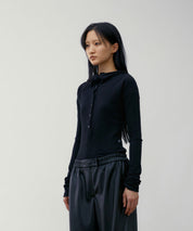 LOW CLASSIC Ripp-Longsleeve mit Kapuze