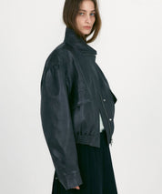 LOW CLASSIC Graue Kunstlederjacke