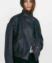 LOW CLASSIC Graue Kunstlederjacke