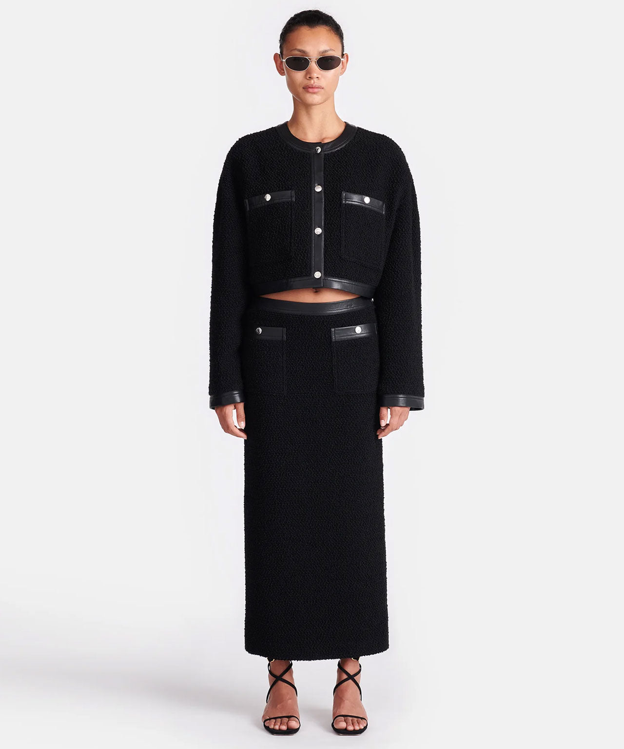 NANUSHKA Schwarze Bouclè-Tweed Jacke