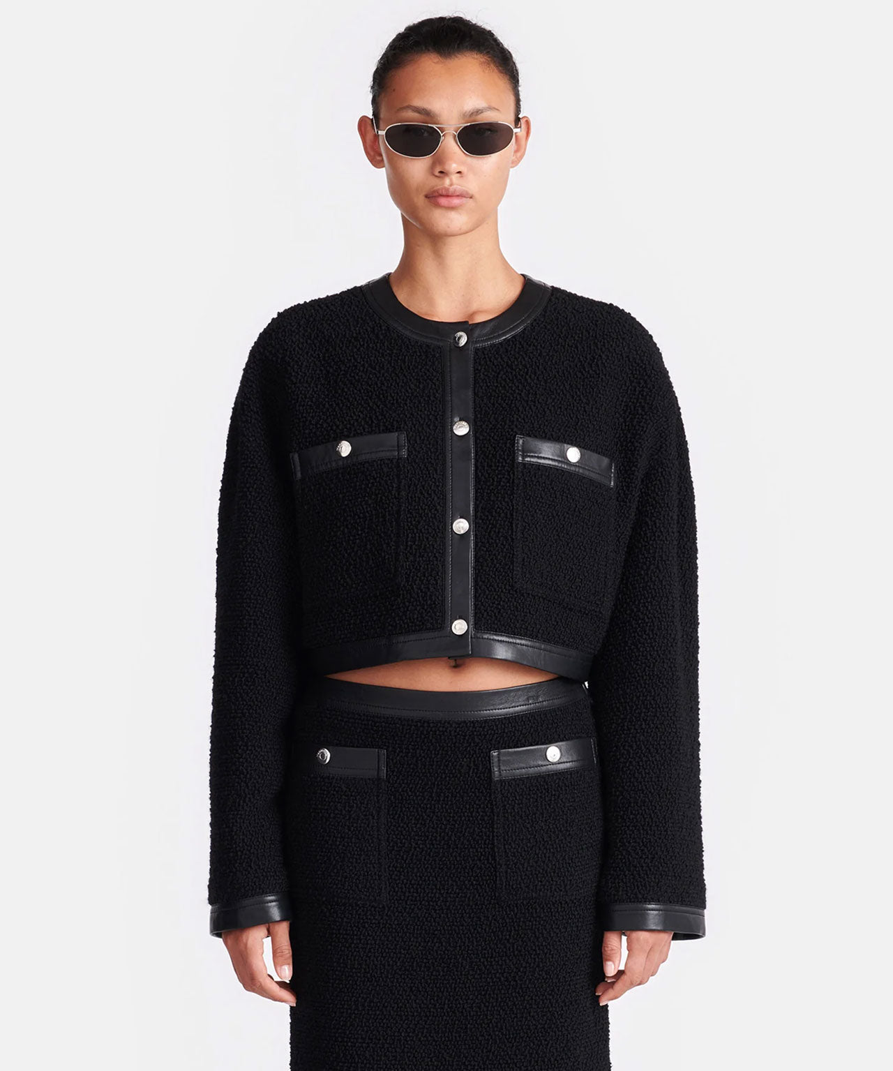 NANUSHKA Schwarze Bouclè-Tweed Jacke