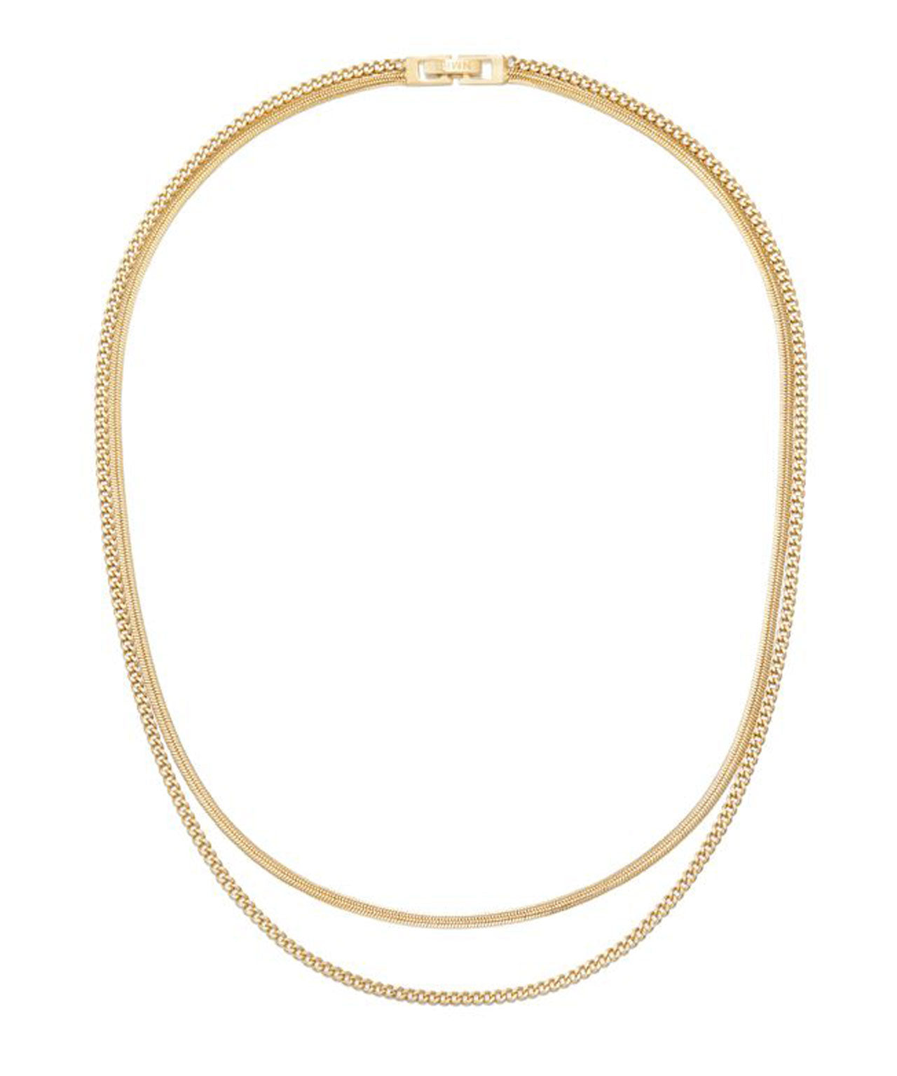 NUMBERING Layerkette mit 2 verschiedenen Gliederketten, Gold/Silber, medium