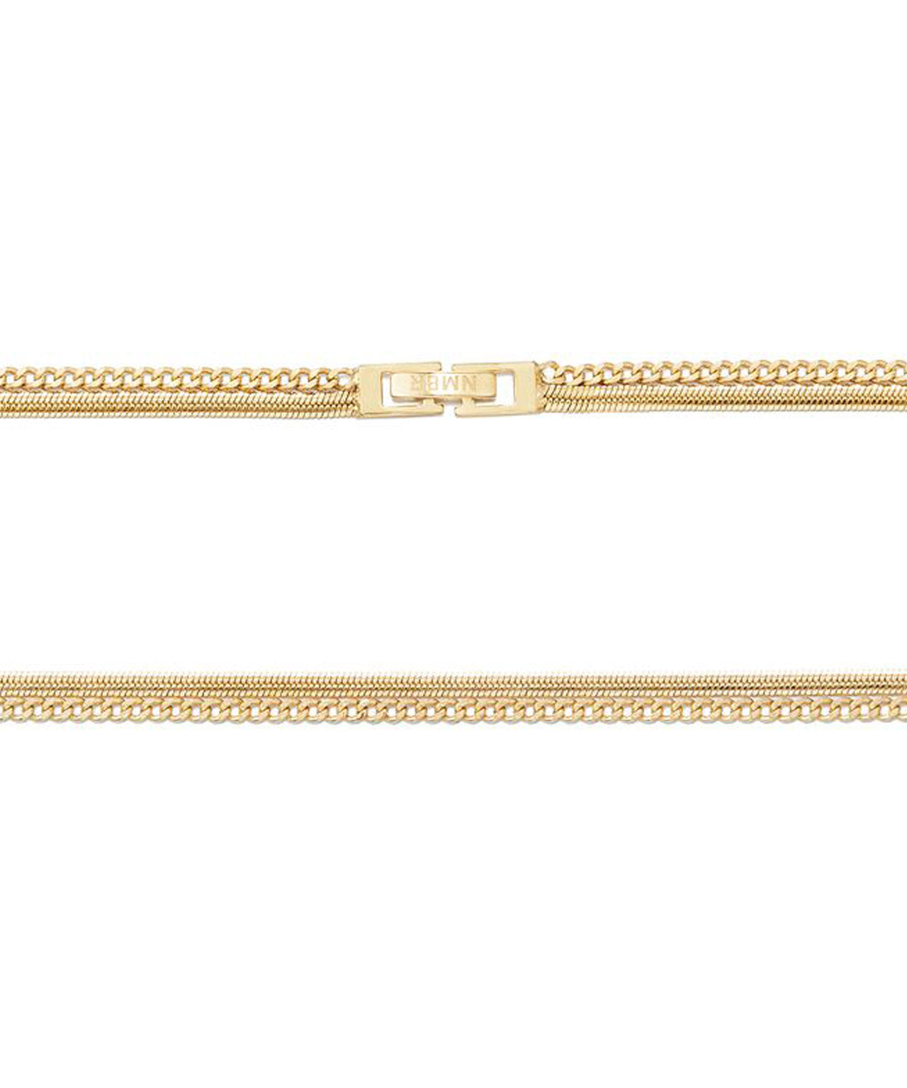 NUMBERING Layerkette mit 2 verschiedenen Gliederketten, Gold/Silber, medium