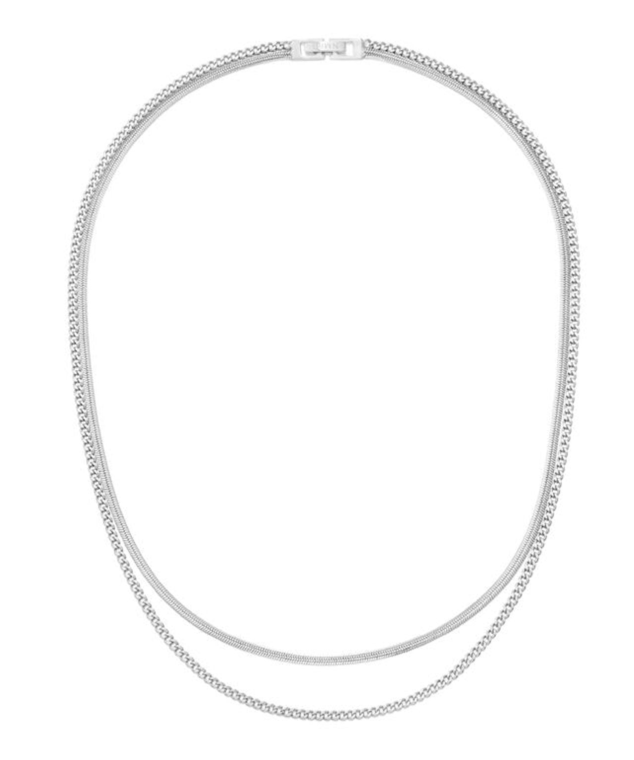 NUMBERING Layerkette mit 2 verschiedenen Gliederketten, Gold/Silber, medium