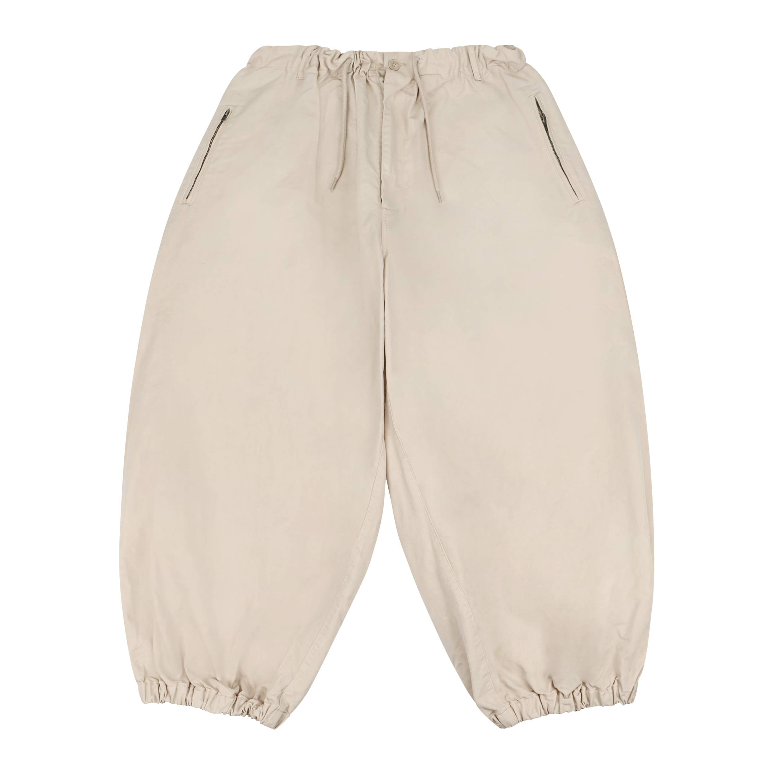 ENTIRE STUDIOS Sandfarbene, oversized Baumwollhose – Vorderansicht