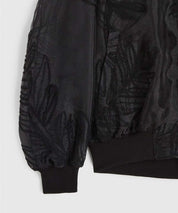 ROCHAS Schwarze Bomberjacke aus Organza mit Alloverstickerei