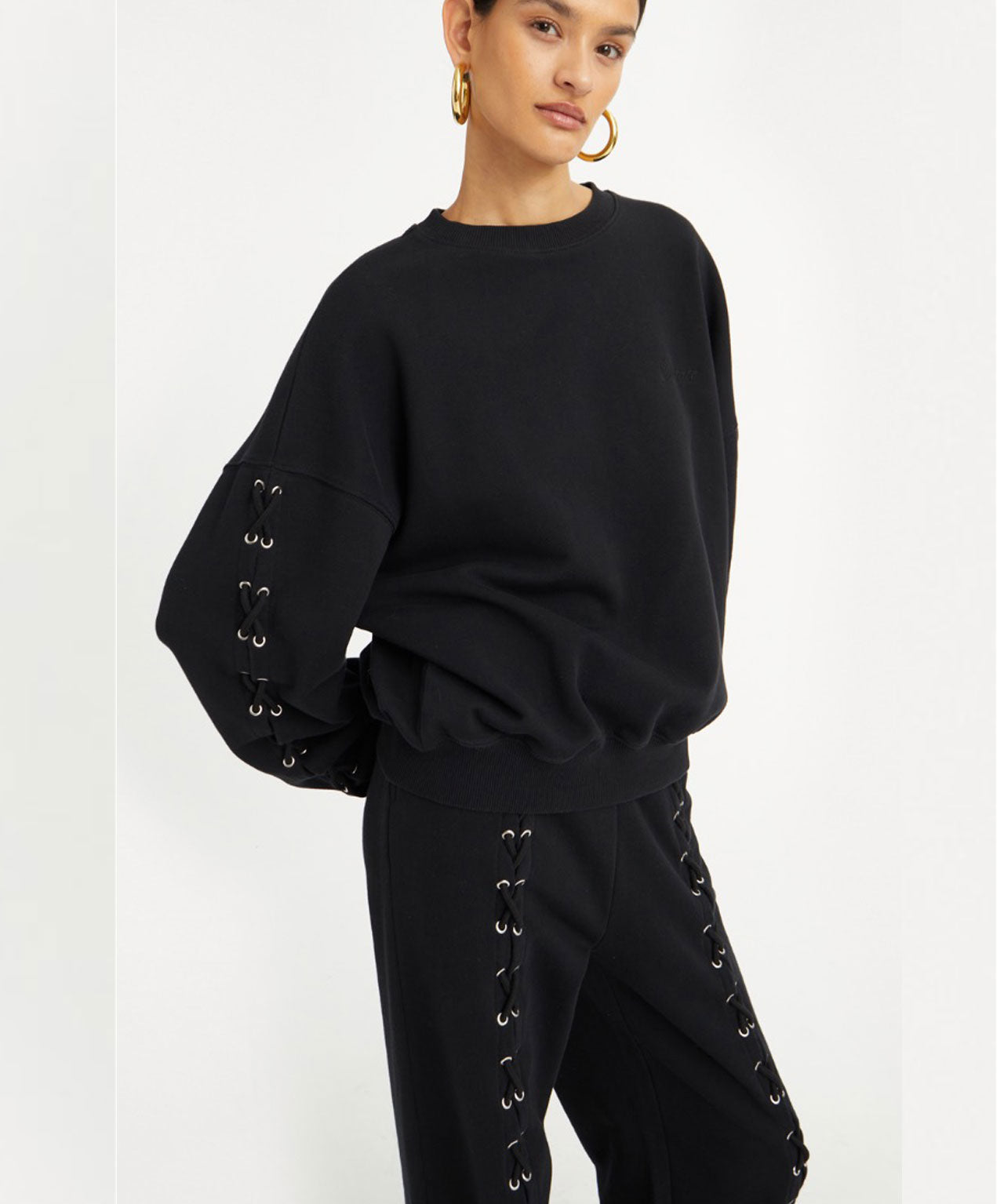 ROTATE Schwarzer Lacing Crewneck