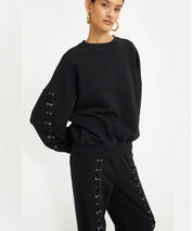 ROTATE Schwarzer Lacing Crewneck