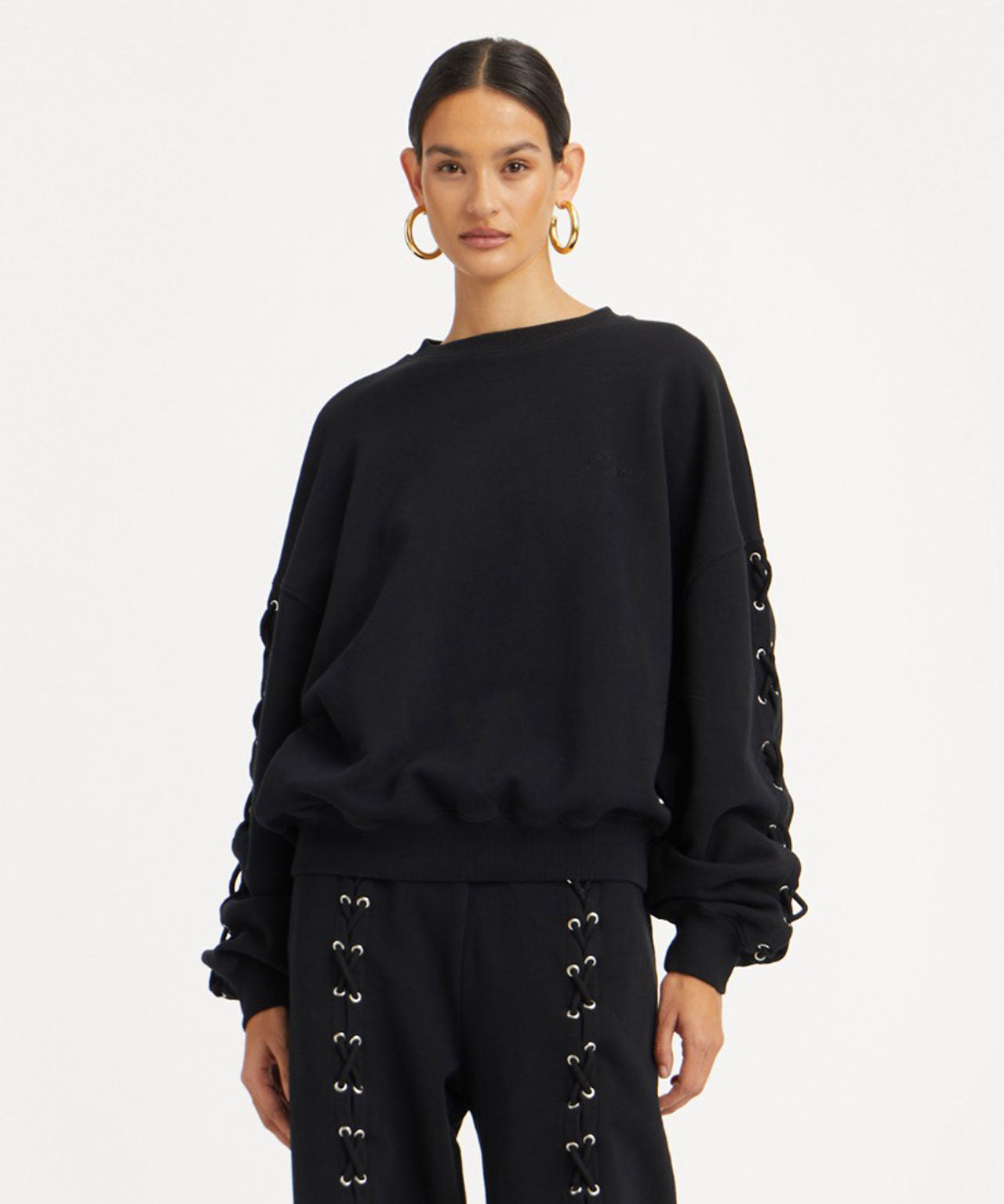 ROTATE Schwarzer Lacing Crewneck