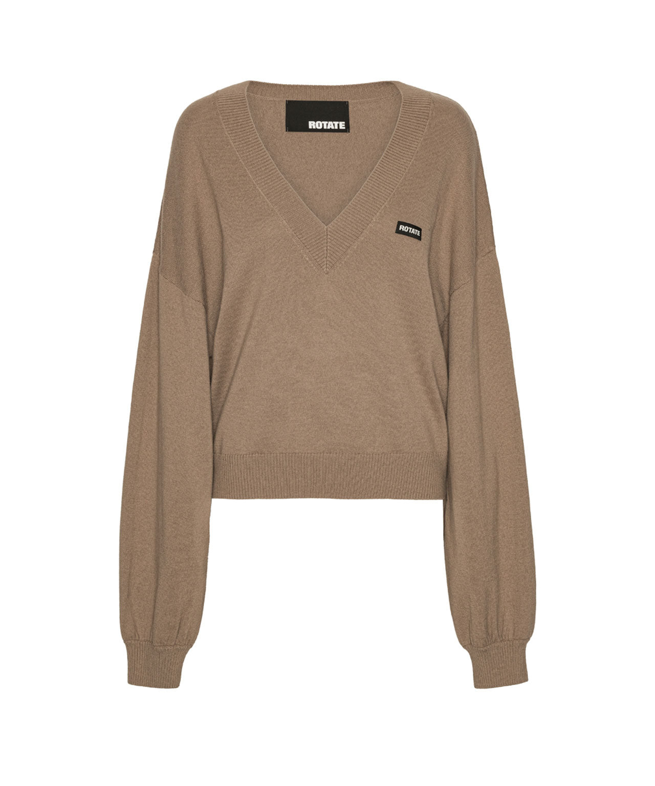 ROTATE Leichter Strickpullover mit V-Kragen