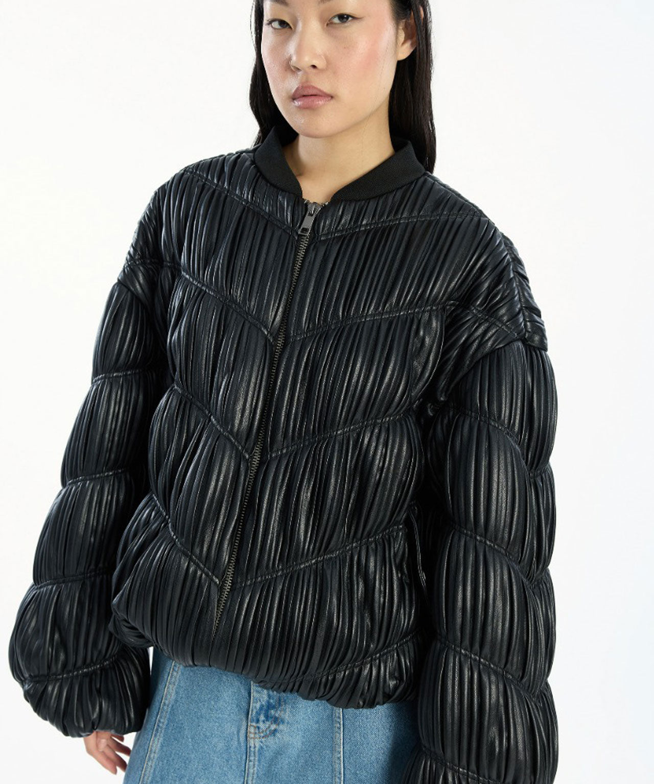 ROTATE Pleated Bomberjacke, schwarz