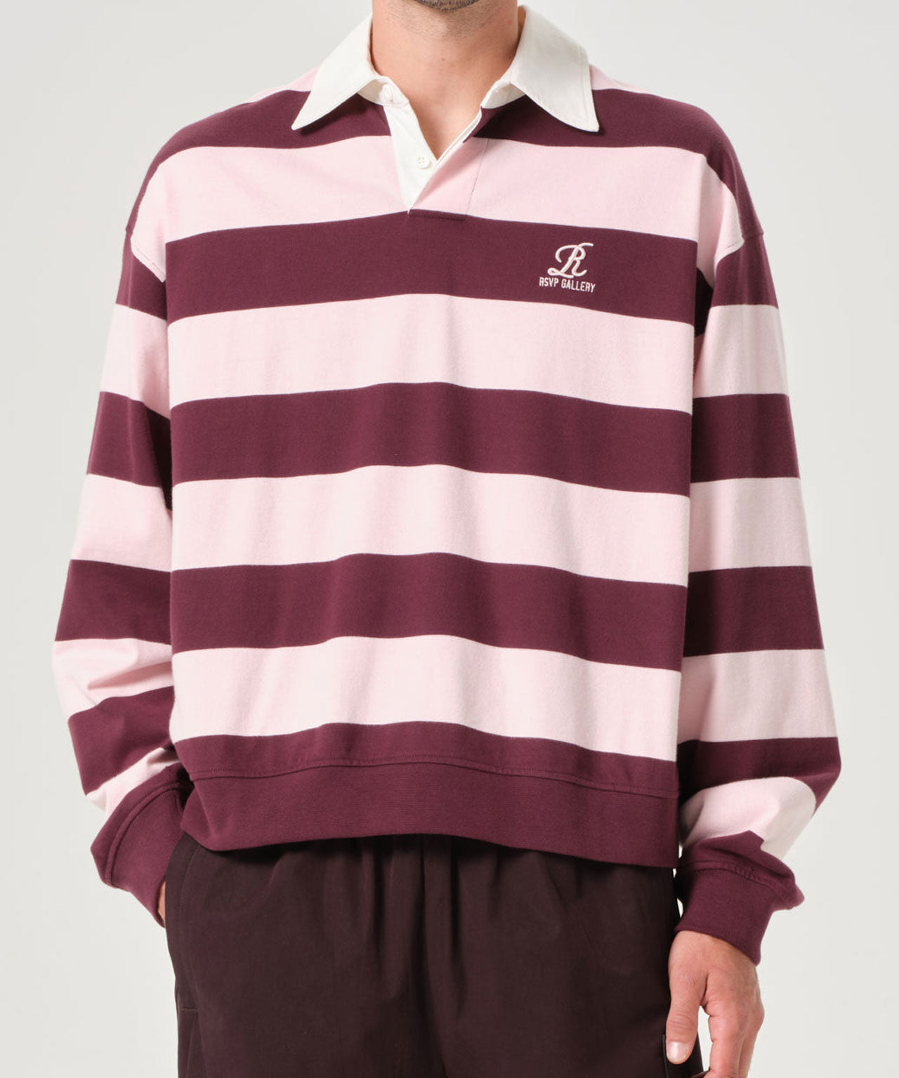 agolde-rsvp-polo-longsleeve-langarm-unisex-gestreift-striped-bordeaux-rosa-pink-stylealbum