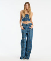 ROTATE Dunkelblaue Jeans mit Knopfdetails