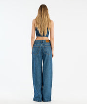 ROTATE Dunkelblaue Jeans mit Knopfdetails