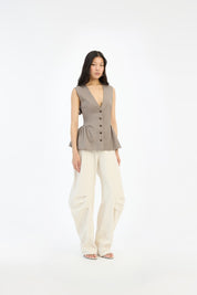 ROTATE Leinenmix Hose mit geshapten Bein
