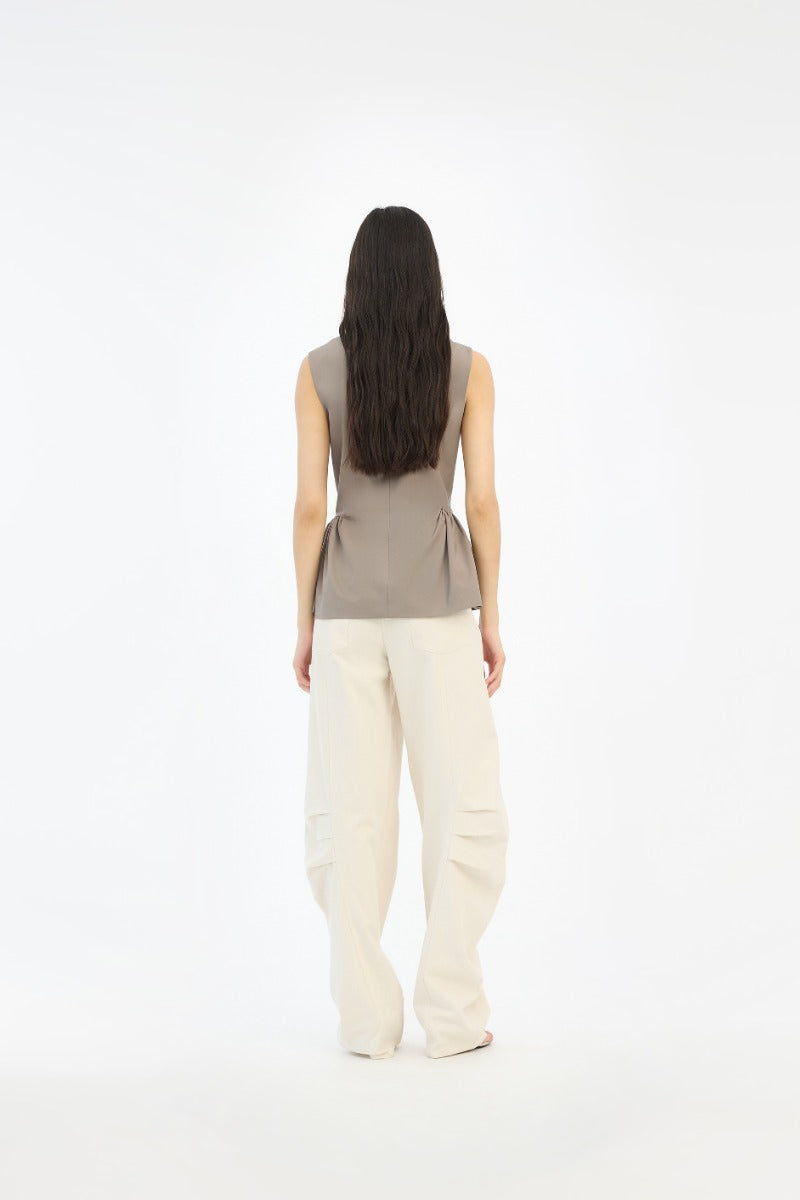 ROTATE Leinenmix Hose mit geshapten Bein