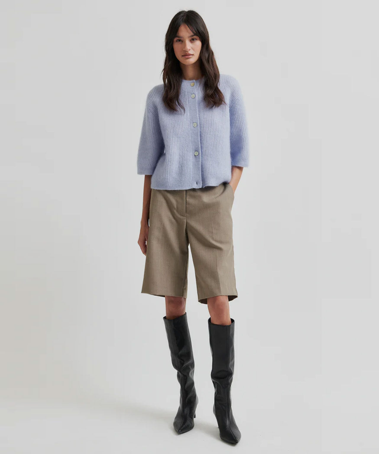 SECOND FEMALE Braune Anzugsshort aus einem Wollmix