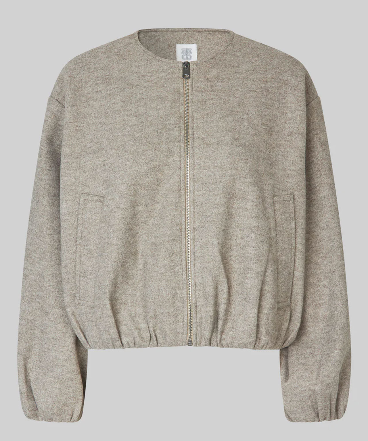 SECOND FEMALE Beige melierte Bomberjacke