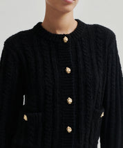 SECOND FEMALE Schwarzer Cardigan mit Rippstruktur