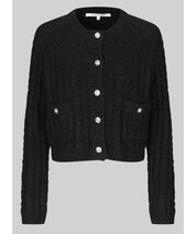 SECOND FEMALE Schwarzer Cardigan mit Rippstruktur