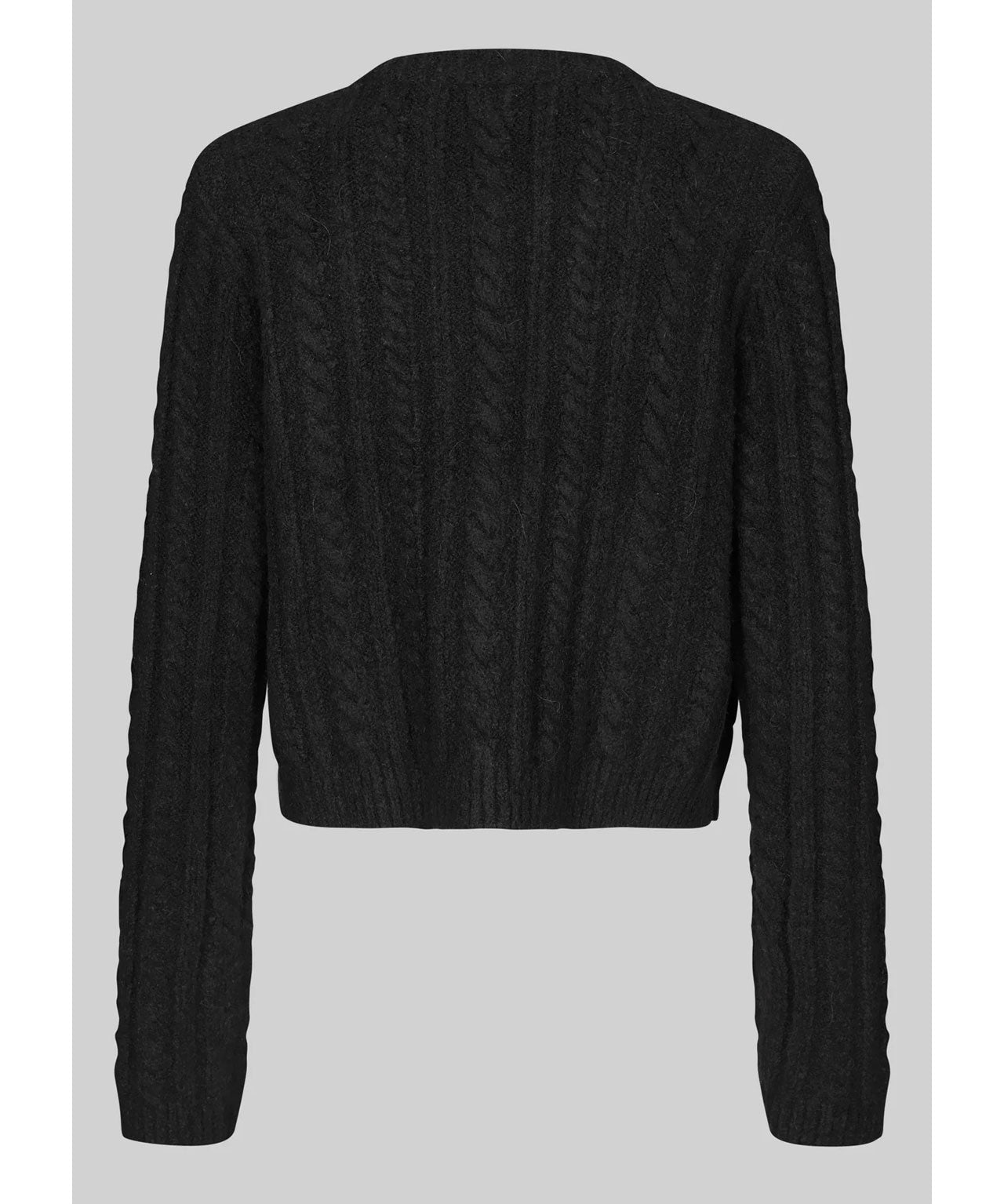 SECOND FEMALE Schwarzer Cardigan mit Rippstruktur