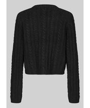 SECOND FEMALE Schwarzer Cardigan mit Rippstruktur