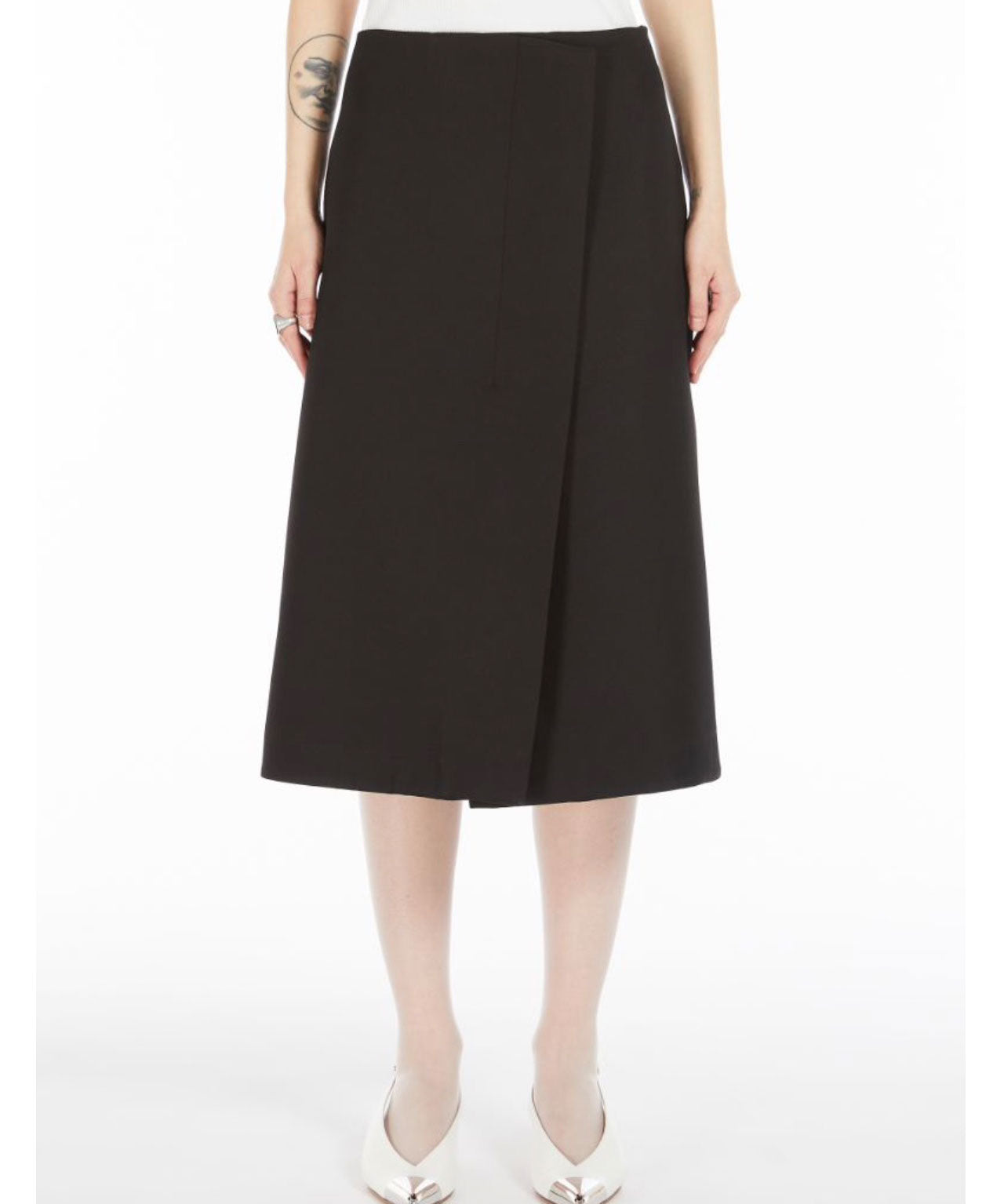 SPORTMAX Schwarzer Midirock in Wickeloptik