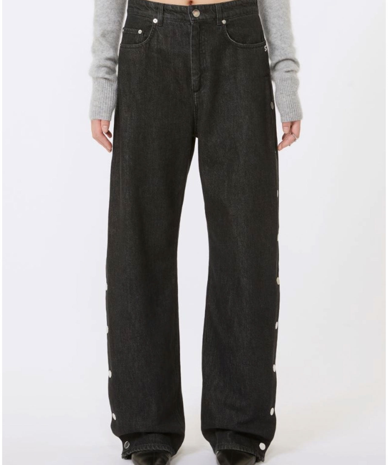 Sportmax-galante-black-denim-knopfleiste-am bein-aufknöpfbares-stylealbum