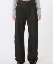 Sportmax-galante-black-denim-knopfleiste-am bein-aufknöpfbares-stylealbum