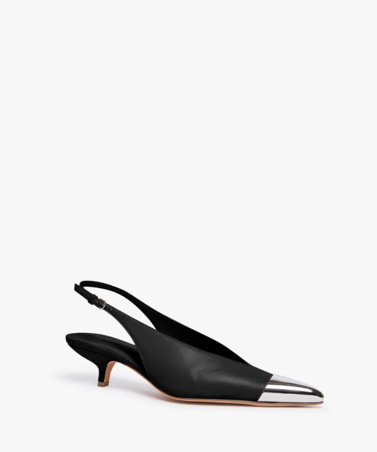 SPORTMAX Schwarze Kittenheels mit silberner Spitze