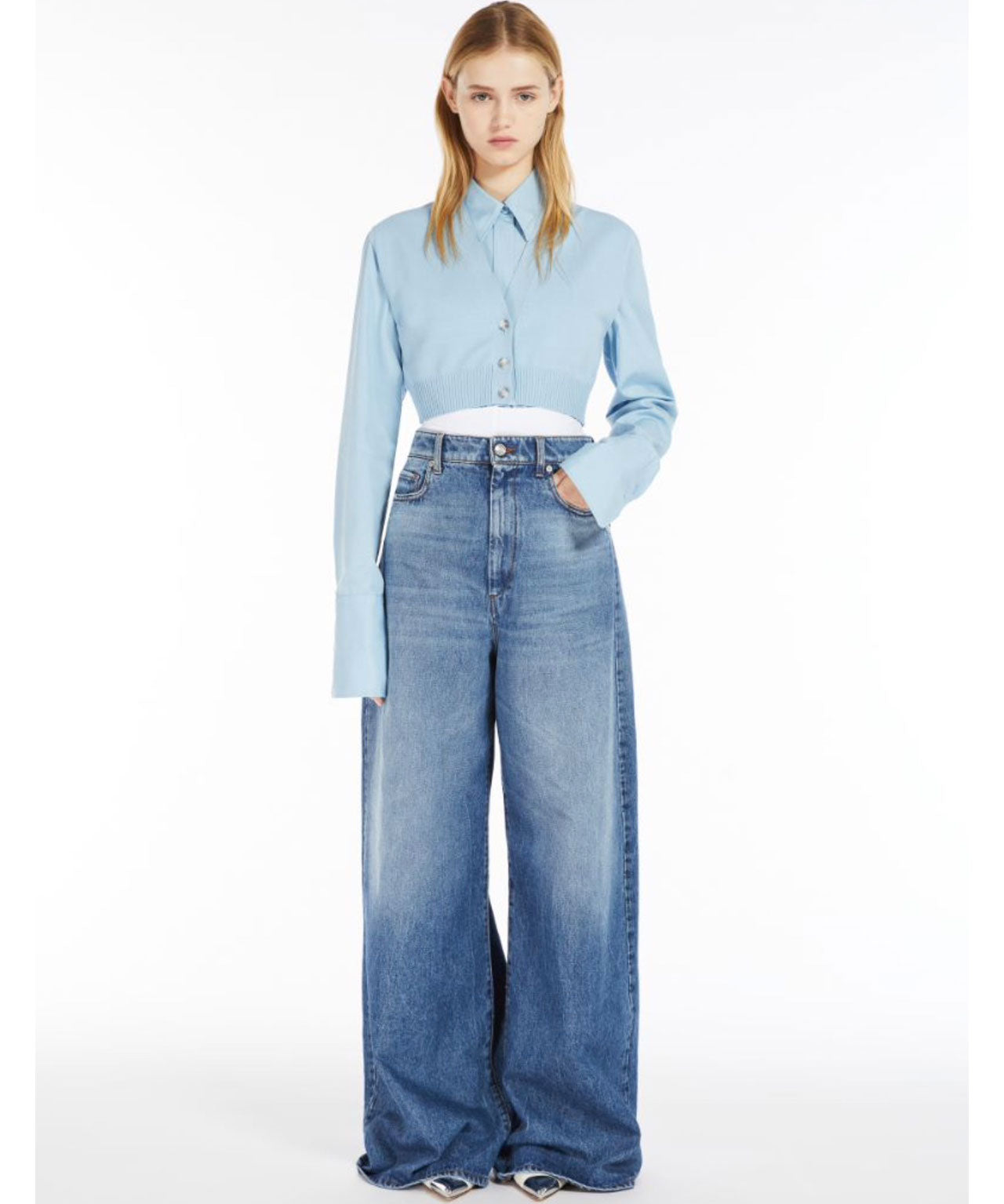 SPORTMAX Baggy Jeans mit weitem, ausgestellten Bein
