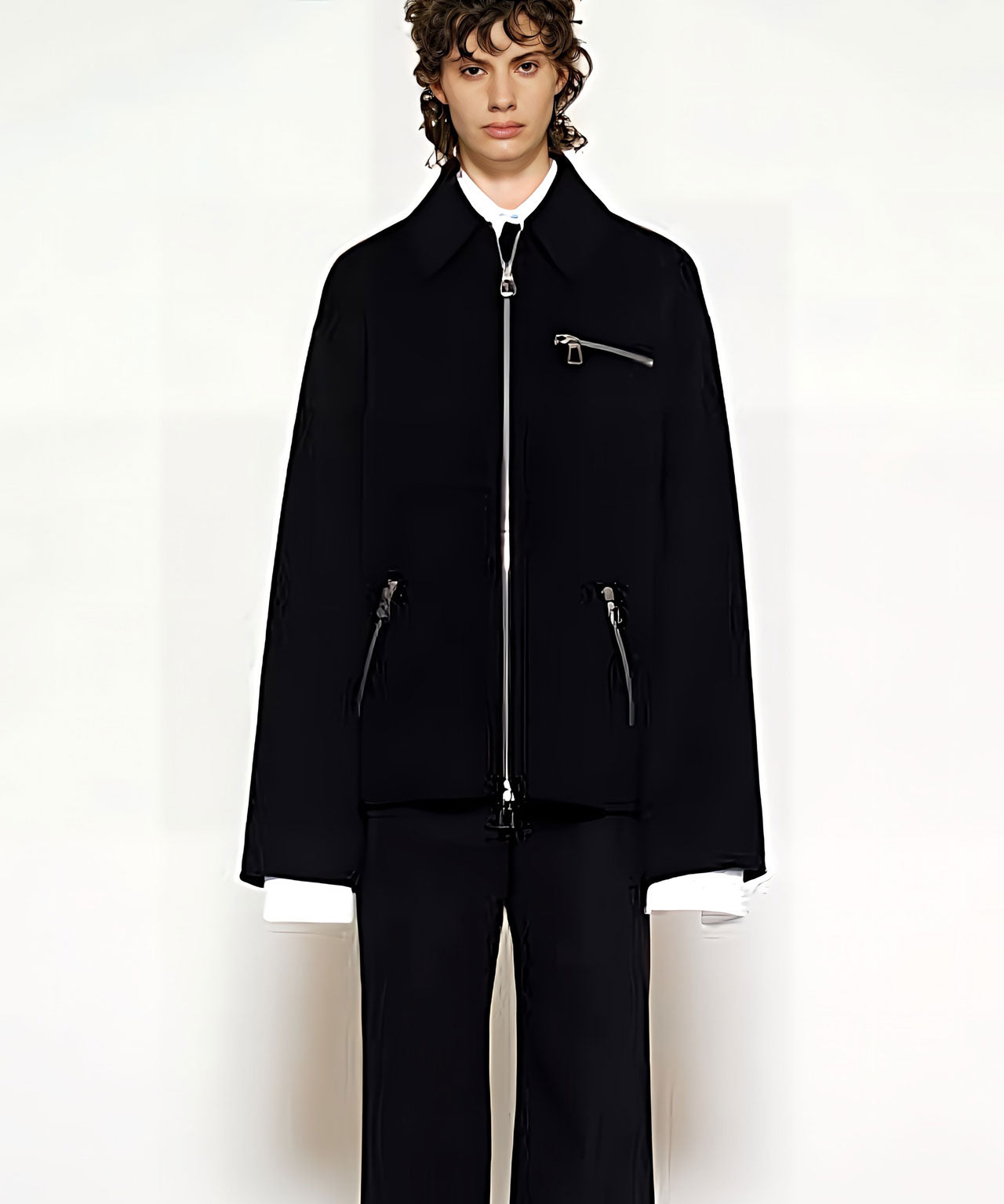 SPORTMAX Handgenähte, schwarze Wolljacke