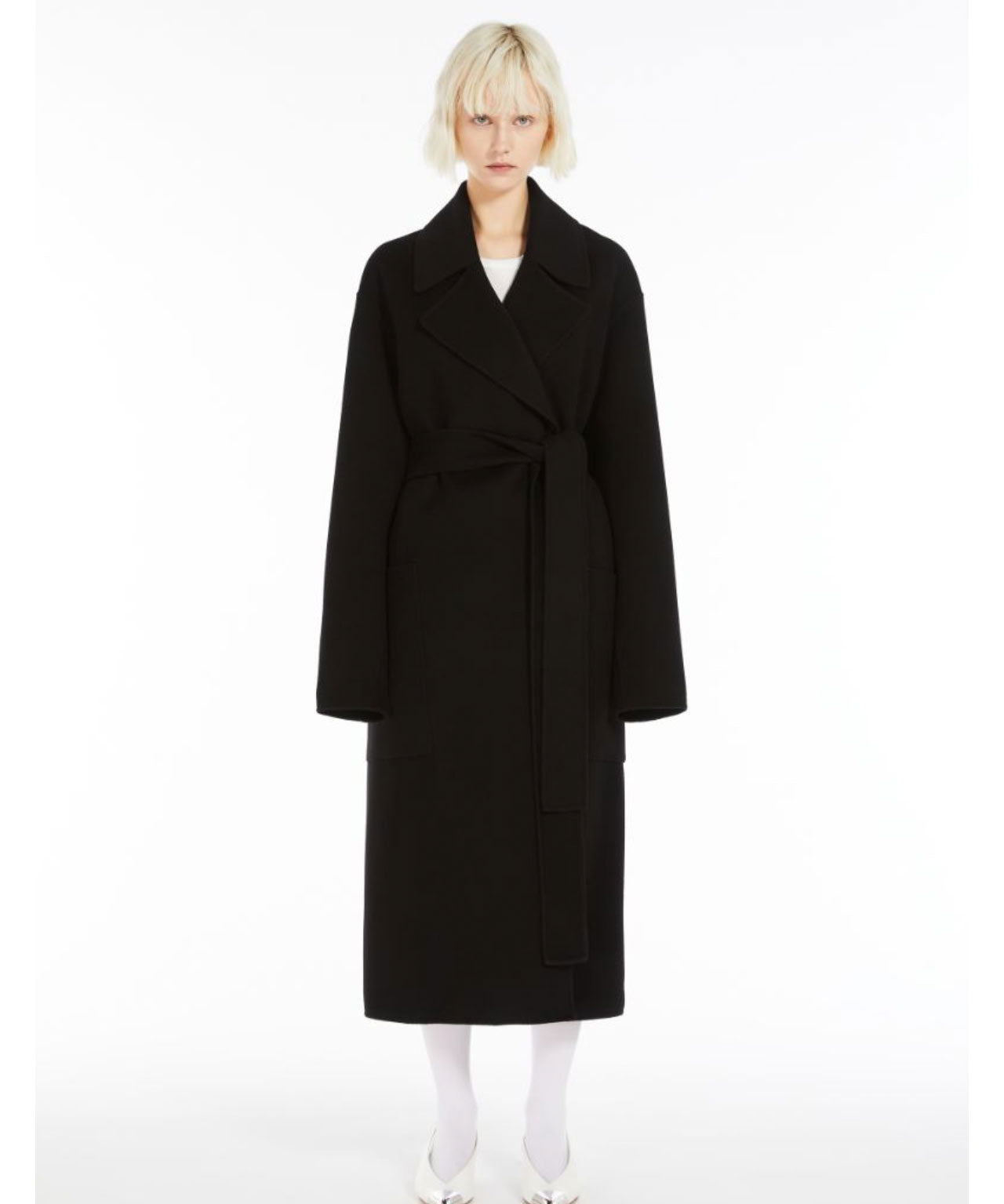 SPORTMAX Schwarzer Kimonomantel aus Schurwolle