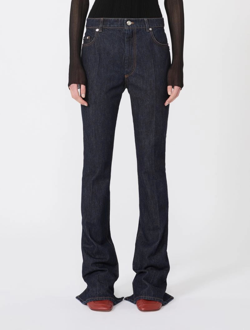 SPORTMAX Schmale Raw Denim mit Saum Detail