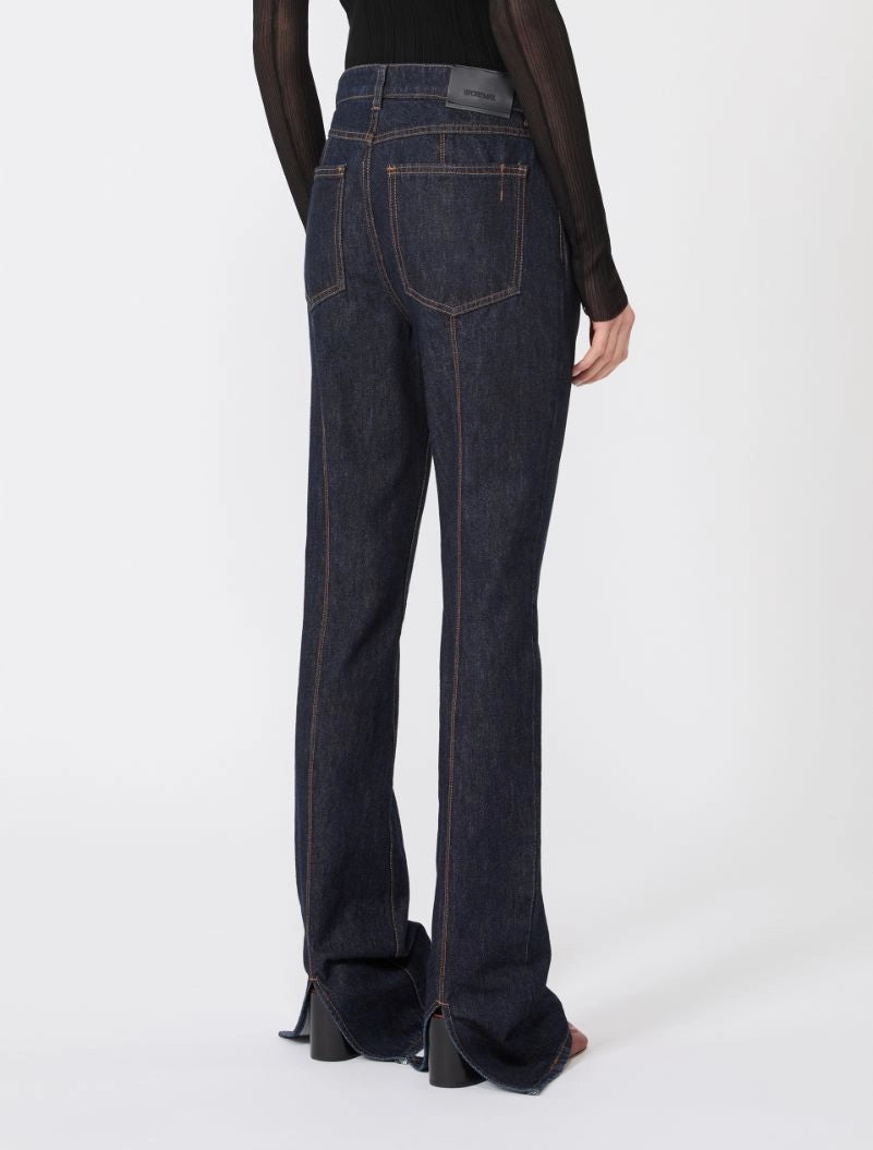 SPORTMAX Schmale Raw Denim mit Saum Detail