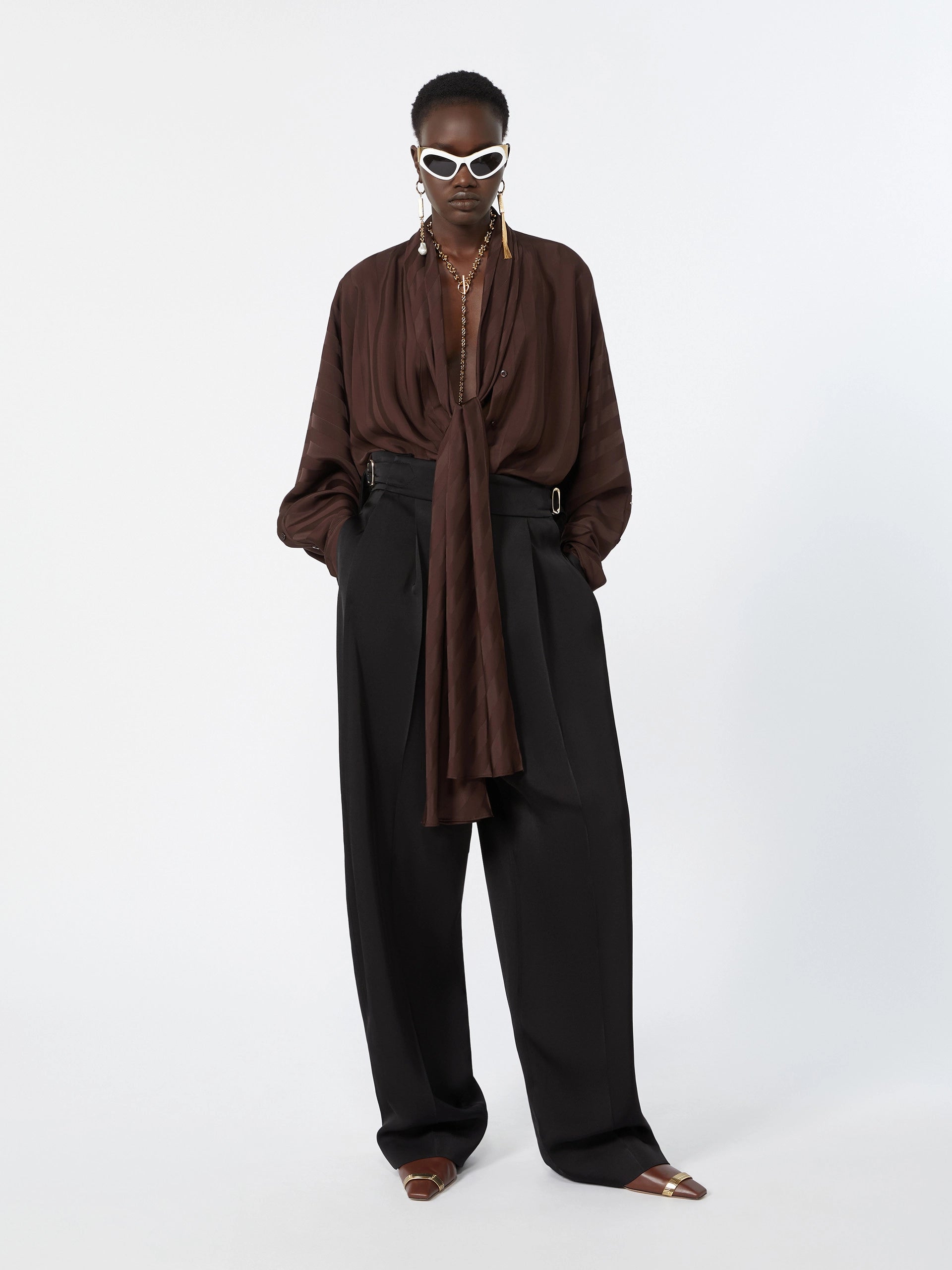 SPORTMAX Oversized Hemdbluse mit Halsbinde
