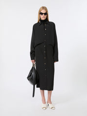 Sportmax Schwarzes Hemdblusenkleid mit Taillenbetonung – Ansicht 1
