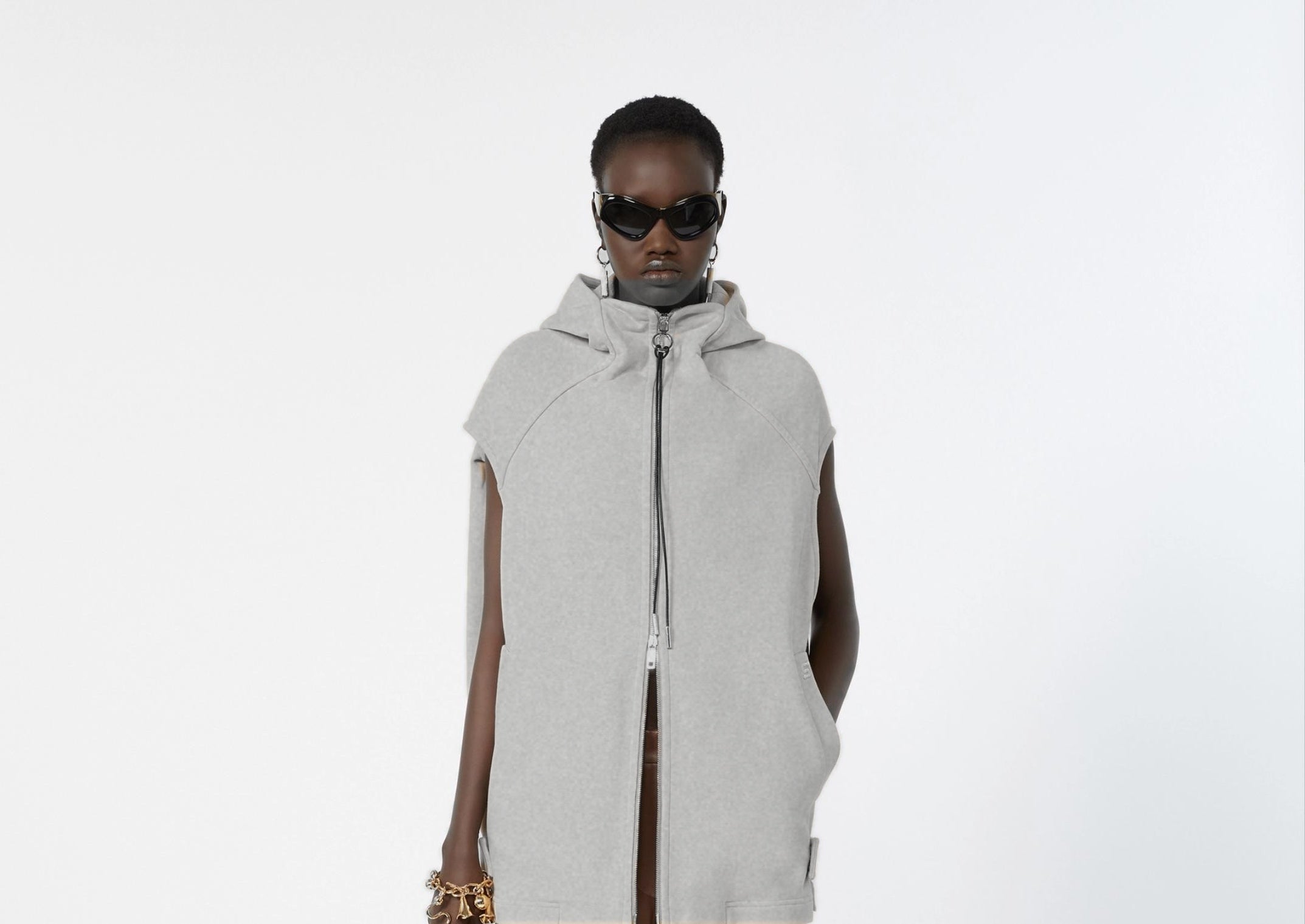 SPORTMAX Hoodieweste in grau Melange