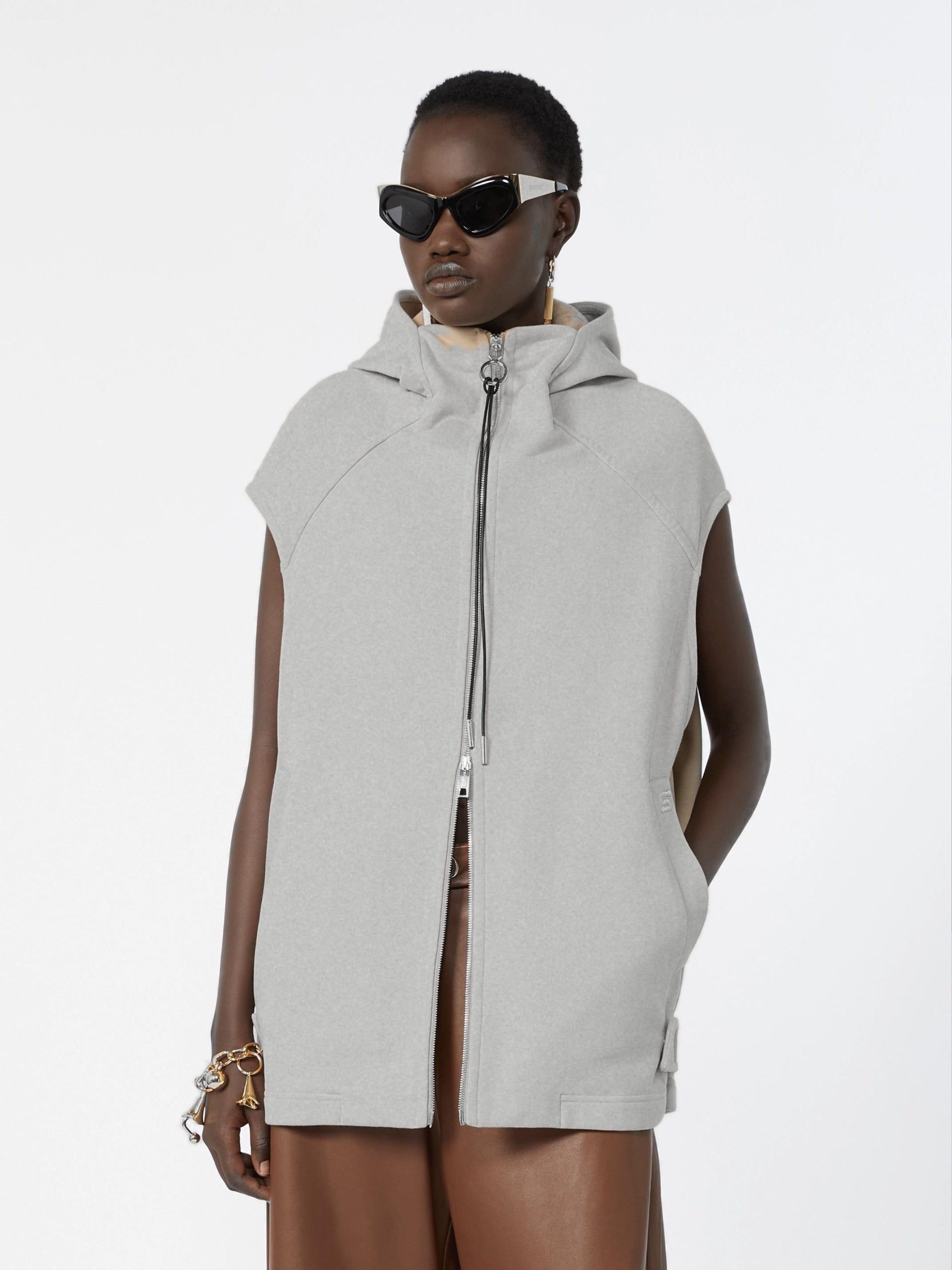 SPORTMAX Hoodieweste in grau Melange