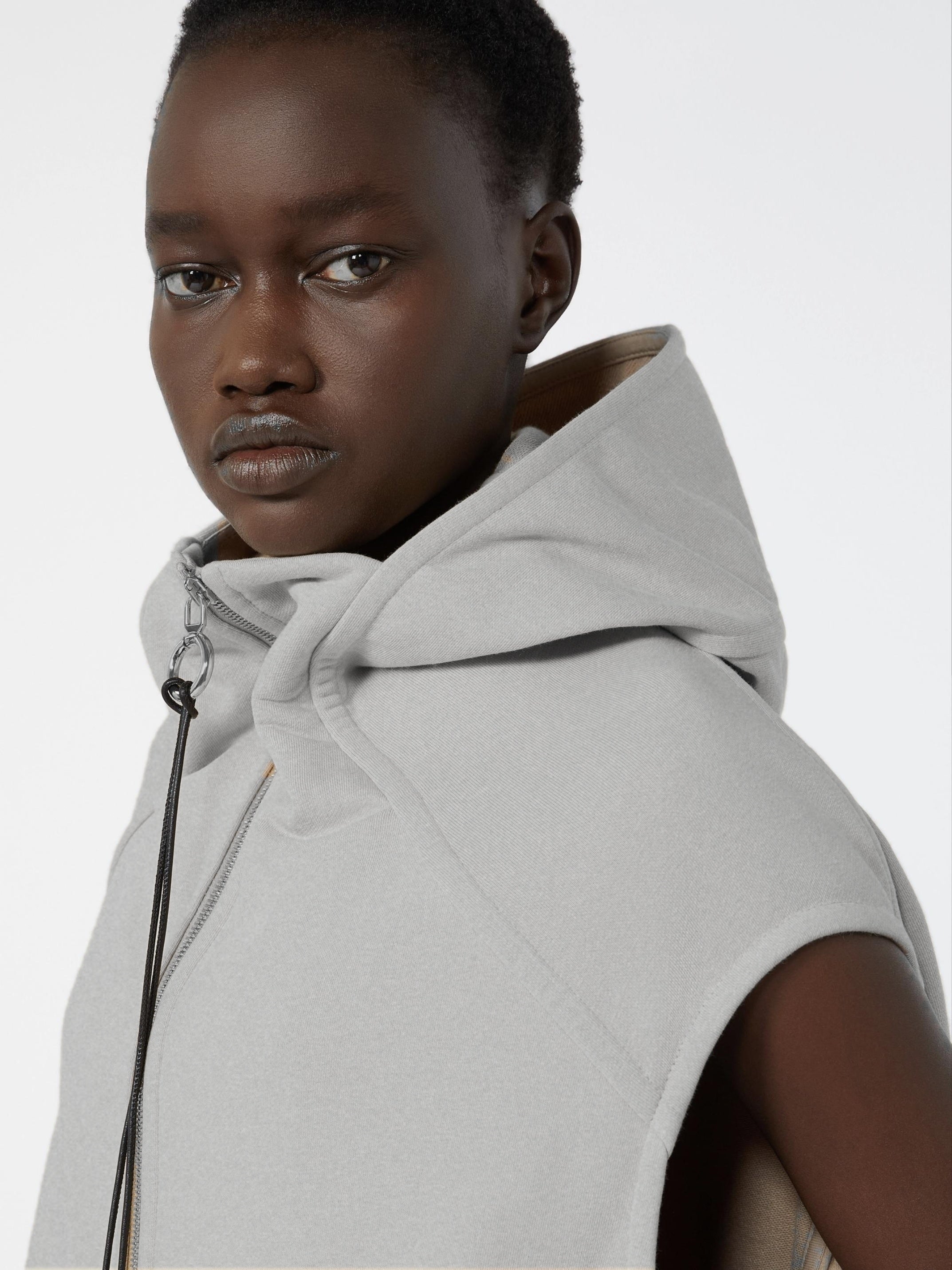 SPORTMAX Hoodieweste in grau Melange