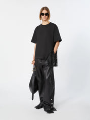 Sportmax Schwarzes T-Shirt mit asymmetrischen Fransen – Ansicht 1