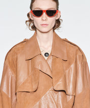 STAND STUDIO Lederjacke mit Trenchcoatdetails