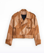 STAND STUDIO Lederjacke mit Trenchcoatdetails