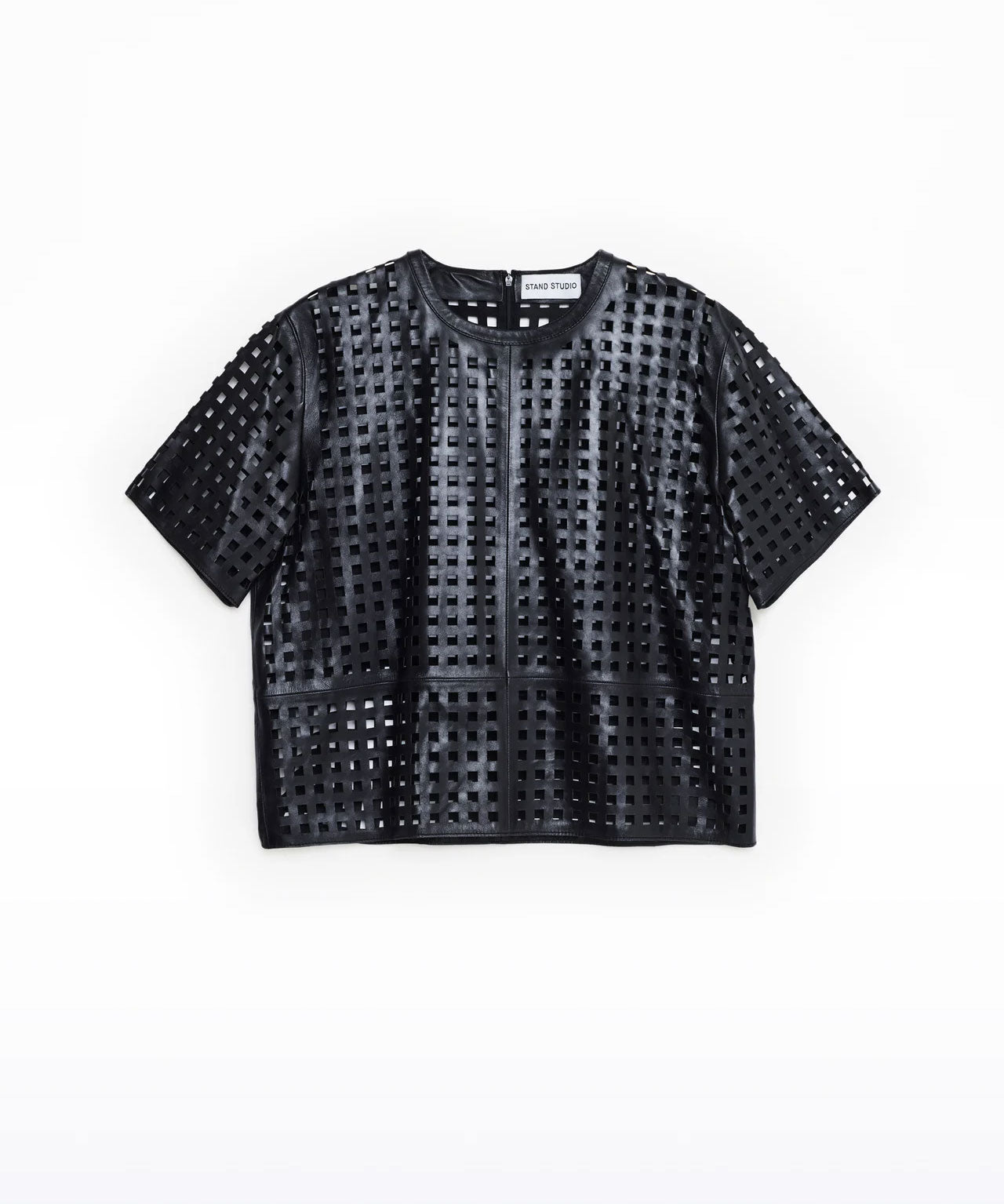 STAND STUDIO Schwarzes Leder T-Shirt