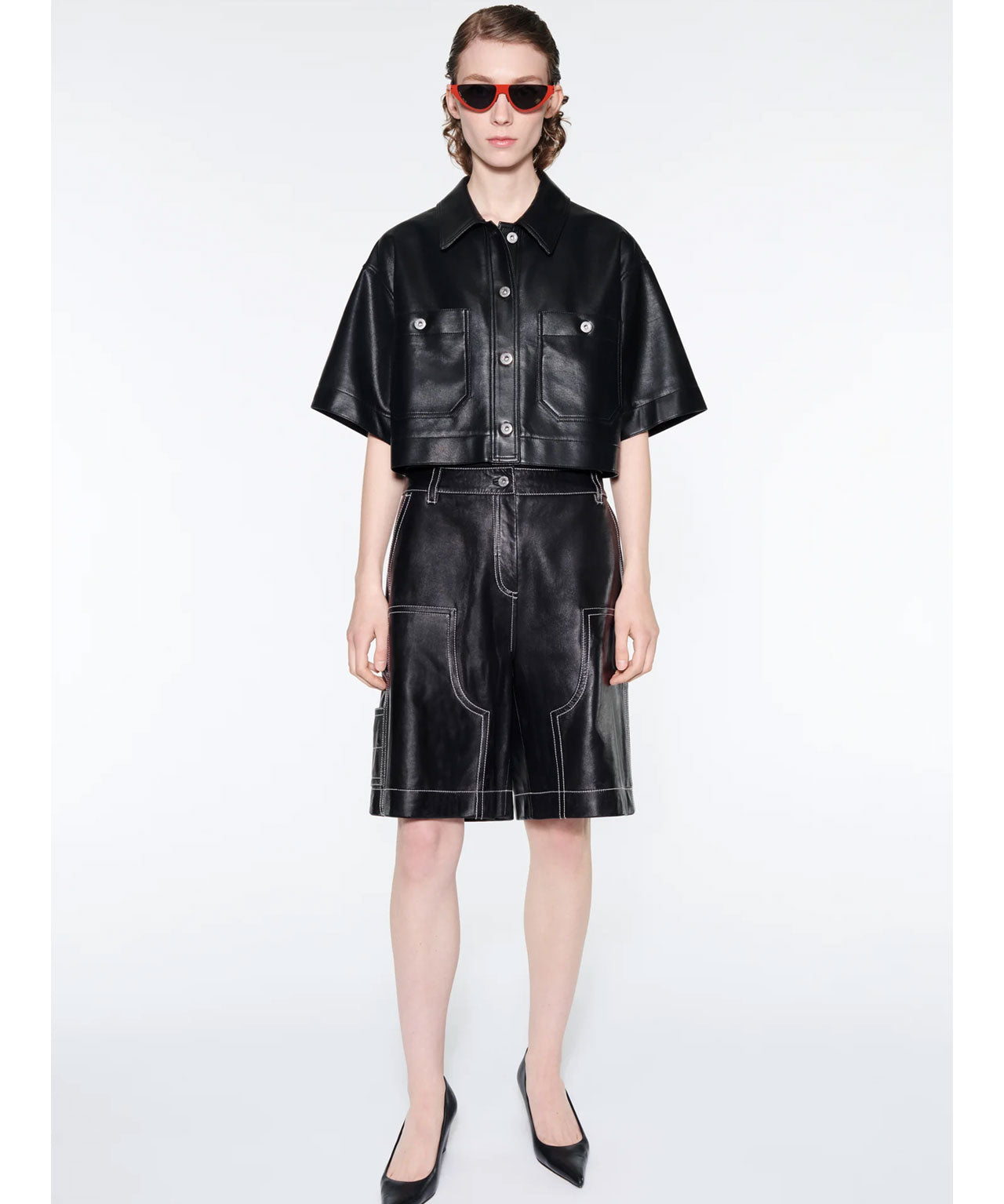 STAND STUDIO Schwarze Ledershorts