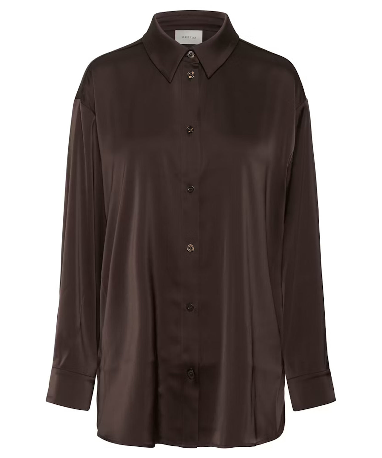 GESTUZ Braunes Satin Hemd