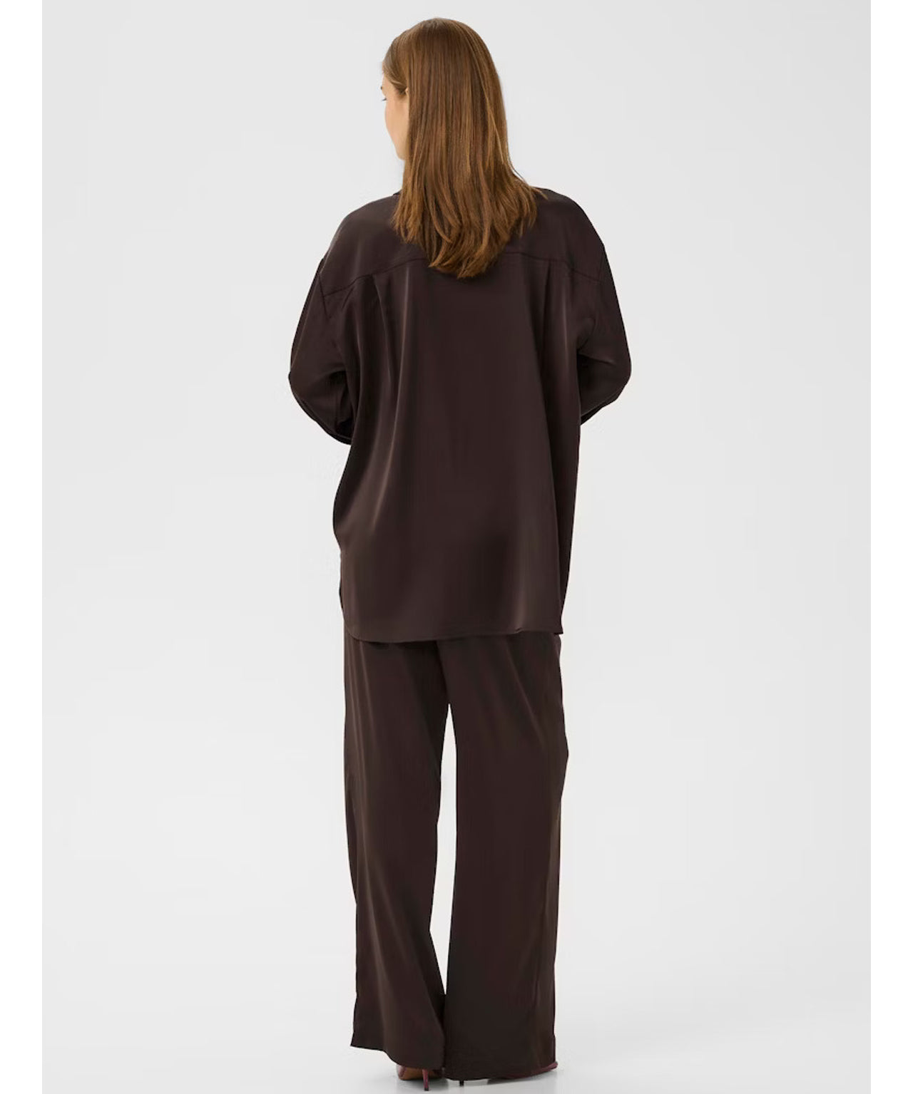 GESTUZ Braunes Satin Hemd