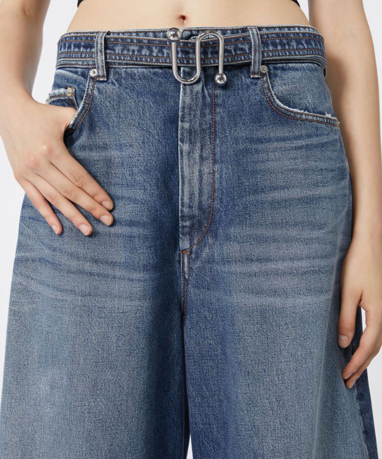 SPORTMAX Weite Jeans mit Denimgürtel