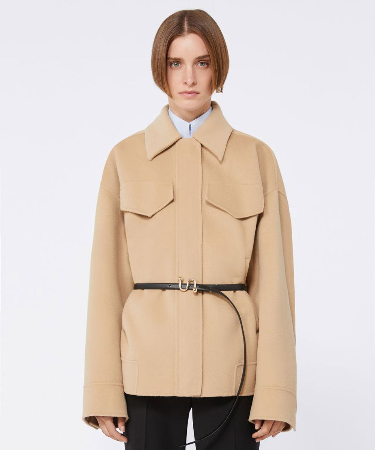 SPORTMAX Sandfarbene Wolljacke 
